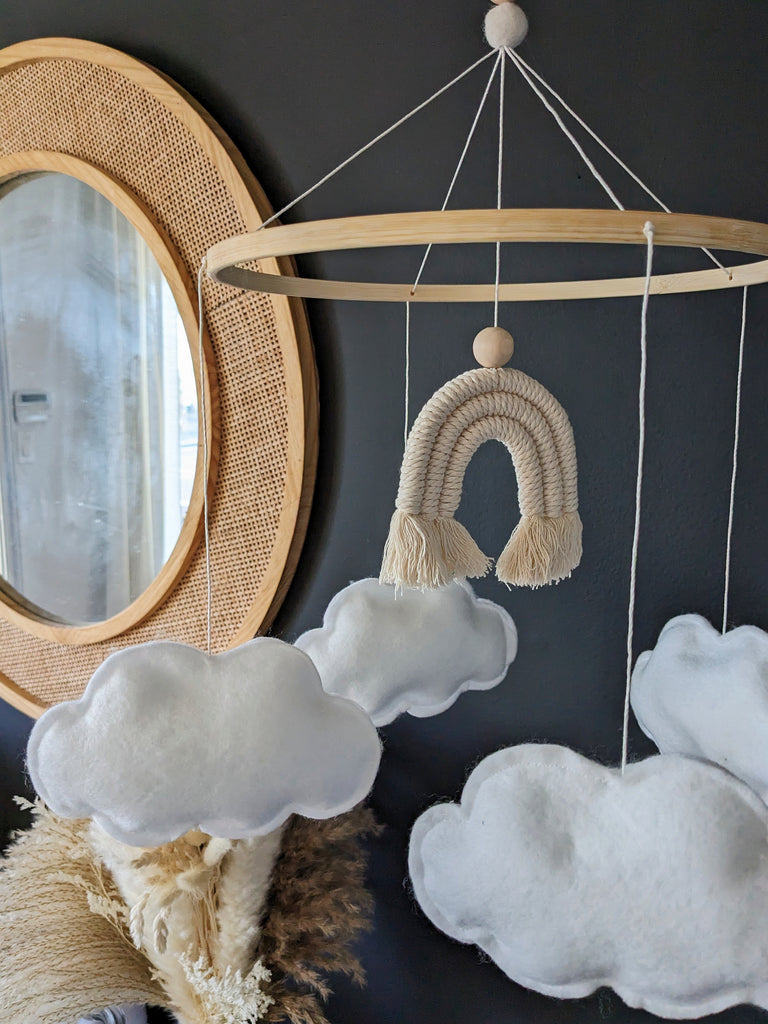 Mobile bébé-Mobile nuage-chambre bébé décoration chambre bébé bebé bio The  Butter Flying-cadeau de naissance-arc en ciel cadeau bébé -  France