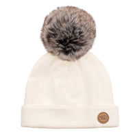 Tuque pour bébé avec pompon (6-12) - Crème